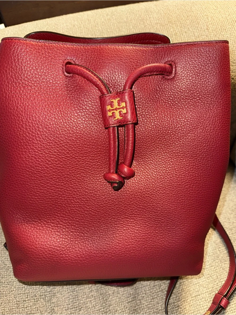 NWT Tory Burch pebbled leather Georgia backpack in Tuscan Wine red